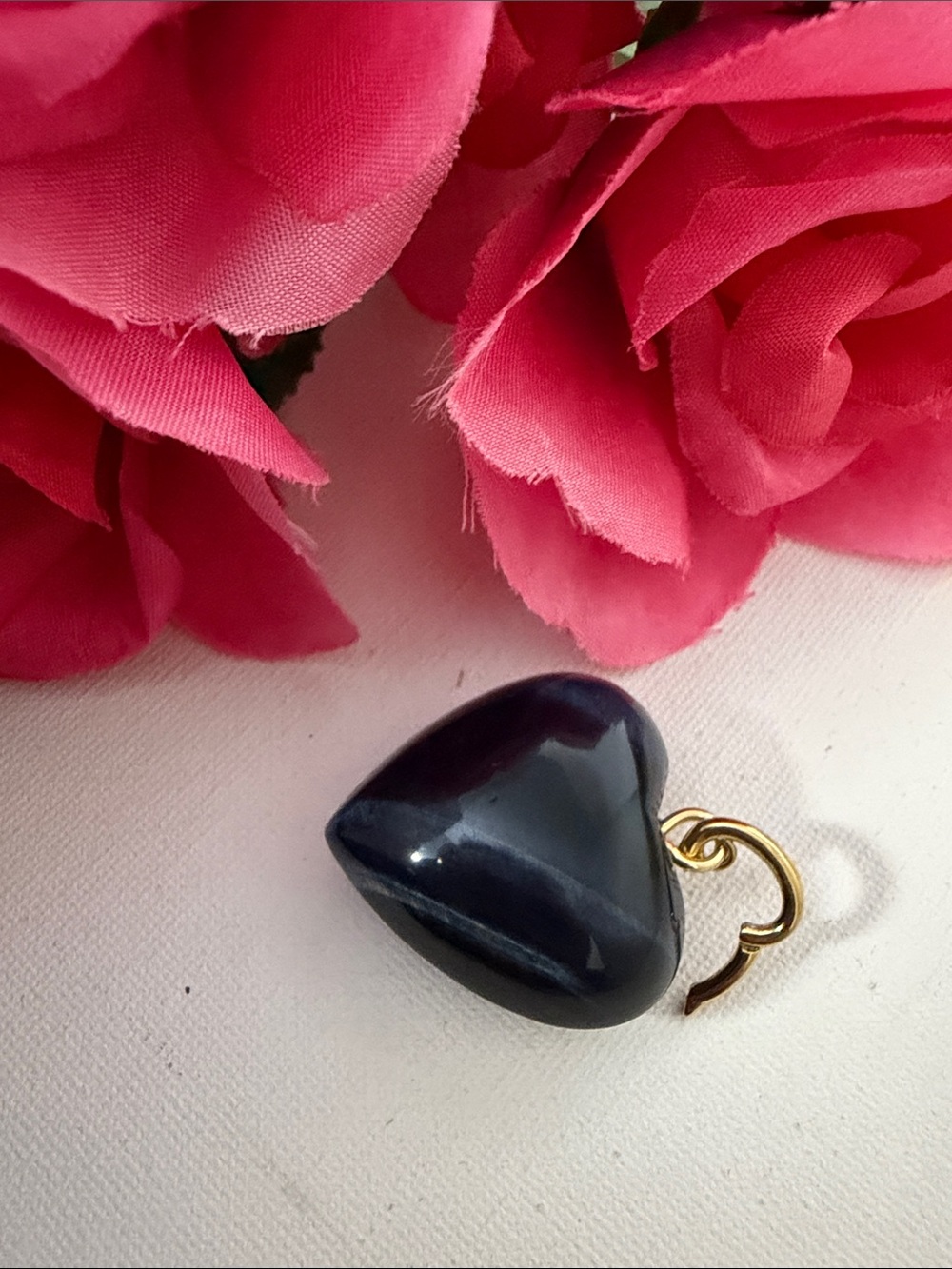 Roxanne Assoulin Lapis Lazuli Heart Pendant with Gold Bail. NEW